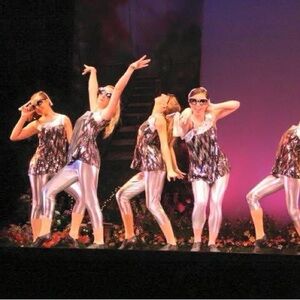 Curtain Call Costumes Dance Fever jazz silver black dance performance
